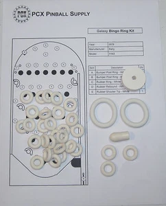 1978 Bally Galaxy Bingo Maschine Gummiring Kit - weiße Ringe! - Bild 1 von 1