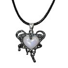 Gothic Pendant Necklace Leather Rope Tie Heart Neck Chain For Women Men