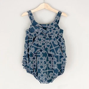 Southern Tots Nautical Rope Navy Ruffle Bubble Romper 2T - Picture 1 of 5