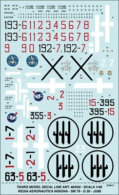 TAURO MODEL TM48/550 INSEGNE E NUMERI REGIA AERONAUTICA SCALA 1:48 - Immagine 1 di 4
