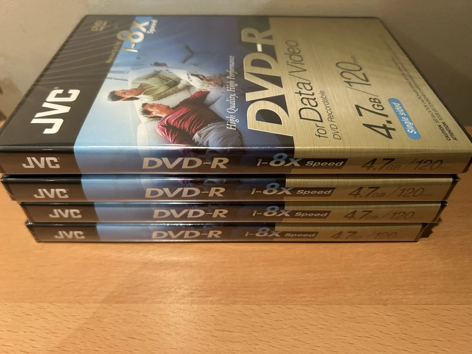 4 X  JVC Recordable Sealed DVD+R(2 HOURS) 1-8X Data/Video Single Sided - Image 1 of 1