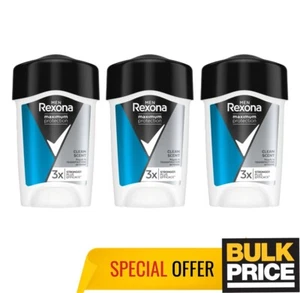Rexona Men MaxPro Clean Scent Deodorant Cream Stick 96H Sweat Protection 3-Pack - Picture 1 of 6