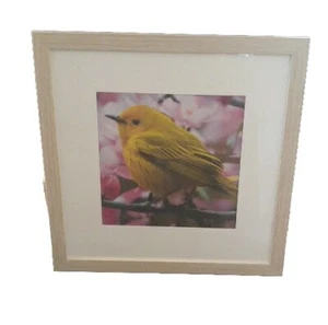 Wandbehang Deko 13x13 Naturholzrahmen mit einem schönen Vogel - Bild 1 von 4