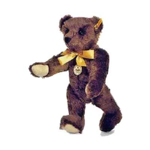 Oso de peluche genuino STEIFF clásico 1909 Growler totalmente articulado marrón chocolate 13" - Imagen 1 de 11