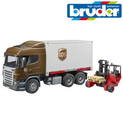 Bruder Giocattoli 03582 Scania Serie R Ups Logistics Consegna Camion Con Muletto - Immagine 1 di 3