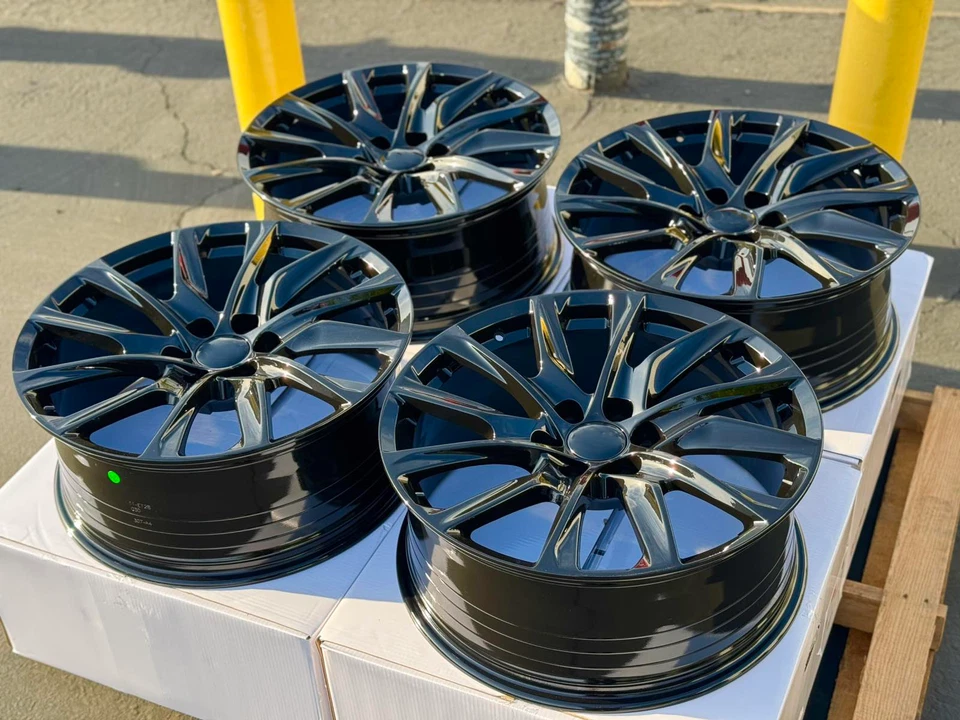  New Gloss Black Cadillac Escalade Platinum Sport 22" Rims Wheels Factory Specs - Image 1 of 4