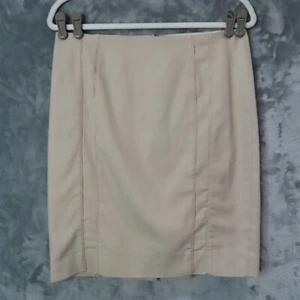 WHITE HOUSE BLACK MARKET Skirt Womens 8 Beige Lined Career Pencil Zip READ - Picture 1 of 9