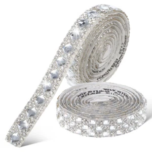 2 Rolls Rhinestone Band Miss Stickers for Sparkling Ribbons Bling Tape - Picture 1 of 11