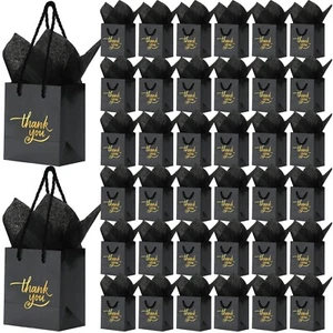 Yeaqee 100 Pack Small Gift Bags Bulk, Mini Thank You Bags with Tissue Paper, ... - Picture 1 of 6