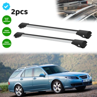 Подходит для Saab 9-3 EstateWagon 2005-2011 багажник на крышу поперечные дуги серебристый комплект планка для переноски - Изображение 1 из 4