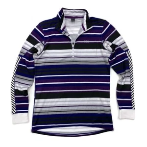 Helly Hansen Active Flow Graphic 1/2 Zip Womens Large LS Top Stripe Purple 48464 - Picture 1 of 18