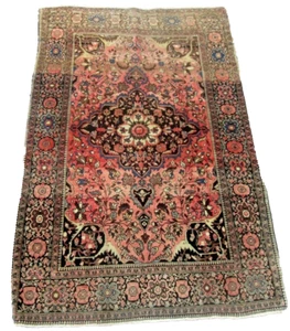 ANTIKER FARAHAN SAROUK ORIENTTEPPICH MIT FEINEM WEBSTOFF 3,4 x 4,10 NACHLASS STK. - Bild 1 von 12