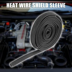 Heat Hose Fiberglass Wrap Shield Sleeve 3/8" ID x 10Ft Adjustable Hose for Car - Picture 1 of 6