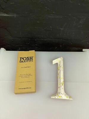 POSH GRAFFITI Decorative Floral Wooden Number 1 Measures 9 Inch - Image 1 of 4
