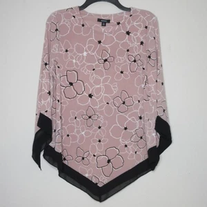 Alfani Women's Floral Print Point Hem 3/4 Sleeve Pink Black Top PXL B59 - Picture 1 of 19
