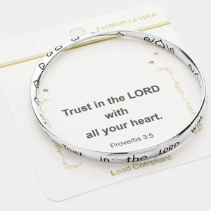 TRUST IN THE LORD Antique Metal Bangle Bracelet Religious Gift Idea - Picture 1 of 3