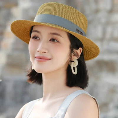 Chapéu Panamá Feminino Francês de Palha com Top Plano Viagem Litoral Chapéu Guarda-sol - Imagem 1 de 4
