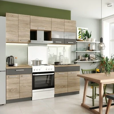 Küche Küchenzeile Einbauküche Küchenblock Singleküche ALINA 200 cm Sonoma Eiche - Bild 1 von 4