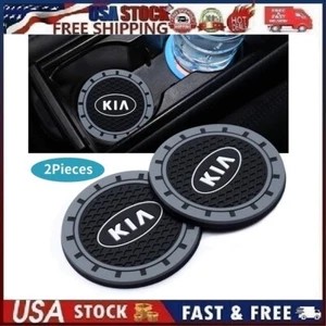 2 pk Cup Mat Car Drink Holder Insert Silicone Coaster Set for KIA Logo 1 Style 1 - Picture 1 of 12