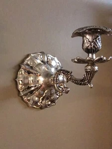 Antique Silver Plated Wall Sconce Candleholder Candlestick - Acanthus Leaves - Picture 1 of 10