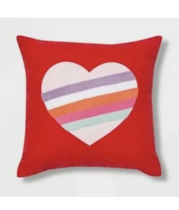 Spritz Valentine's Day Heart Square Throw Pillow with Tassels Home Decor 16" - Picture 1 of 3