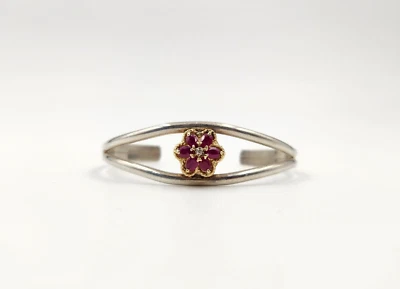 14K Richard Klein Slide Sterling Cuff Bracelet KLJCI Ruby Diamond Charm - Image 1 of 4