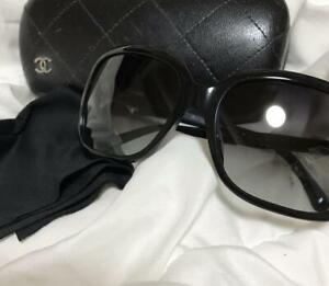 Auth CHANEL CC White Bow Black Sunglasses 5171-A c.501/3C 60 17 135 Used F/S