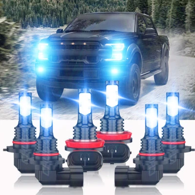 For Ford F 150 2015-2020 6x LED Headlight Hi/Lo +Fog Light Bulbs Combo Kit 8000K - Image 1 of 4