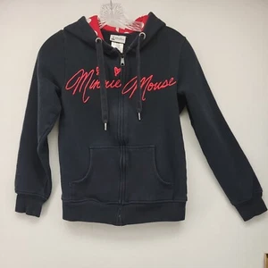 DISNEY PARKS GIRLS SWEATSHIRT BLACK MEDIUM M MINNIE MOUSE HOODIE AUTHENTIC TOP - Picture 1 of 11