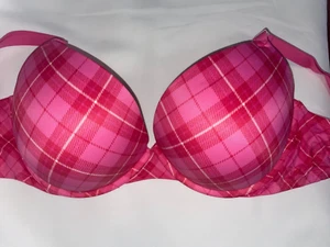 Victoria Secret PINK Bra Wear Everywhere SUPER PUSH Up Pink Plaid bombshell 34C - Picture 1 of 6