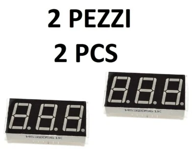 2PZ DISPLAY A LED 7 SEGMENTI ROSSO ANODO COMUNE 3 CIFRE NUMERO 0,56 ARDUINO - Immagine 1 di 4