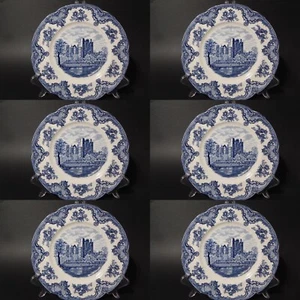 Johnson Bros Old Britain Castle Raro Servicio 6 Platos Semillas Porcelana Azul - Imagen 1 de 9