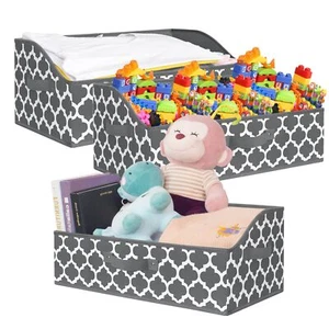 Closet Storage Bins Fabric Organizer Baskets With Handles Trapezoid Storage Boxe - Picture 1 of 9