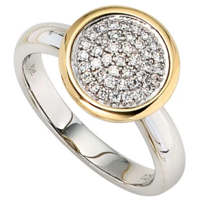 Ring Women's Ring With 40 Diamonds, 585 Gold, Bicolour, Ladies, Gold Ring - Image 1 of 2