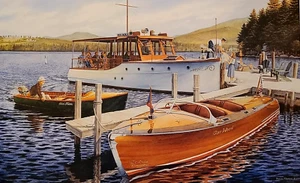 NUEVO 1997 Antiguo y Clásico Salón Barco Estampado Firmado - Madera de Gar, Ciudad Vieja, Lyman - Imagen 1 de 1