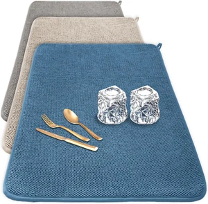 3 Pack XXL Dish Drying Mats,24×17" Absorbent Microfiber Dishes Drainer Mats,Larg - Picture 1 of 7