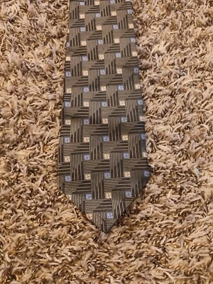 Van Heusen Neck Tie Adult Mens Green Geometric 100% Silk USA Made Necktie - Image 1 of 4