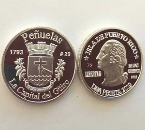 PESETA PEÑUELAS 2019 Pueblo PUERTO RICO Plata Boricua Silver Quarter Penuelas - Picture 1 of 12