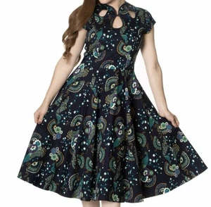 Banned Apparel Dancing Days Proud Peacock Paisley Retro Pinup Swing Dress 3XL - Picture 1 of 16