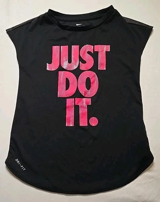 NIKE Girl's "Just Do It" The Nike Tee Sleeveless T-shirt Med 5-6 Yr  - Image 1 of 4
