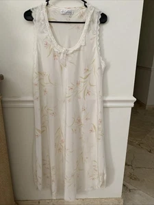 Vintage Oscar de la Renta x Neiman Marcus Nightgown SlipDress Ivory Floral SL L - Picture 1 of 5