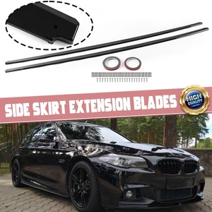 Fits 2011-16 BMW 5 Series F10 Side Skirt Rocker Panel Extension Lip Gloss Black - Picture 1 of 9