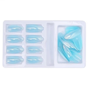 Gradient Pointed Fake Nails Tips Set Colored Full Cover False Nails With Nai 3CS - Picture 1 of 12