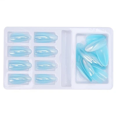Gradient Pointed Fake Nails Tips Set Colored Full Cover False Nails With Nai 3CS - Image 1 of 4