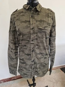 SUPERDRY ARMY Green Camo Button Down Combat Hybrid Military Men's Shirt Size XL - Picture 1 of 8