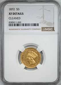 1872 Indian Princess Gold Three Dollar Piece $3 NGC XF Details - Picture 1 of 5
