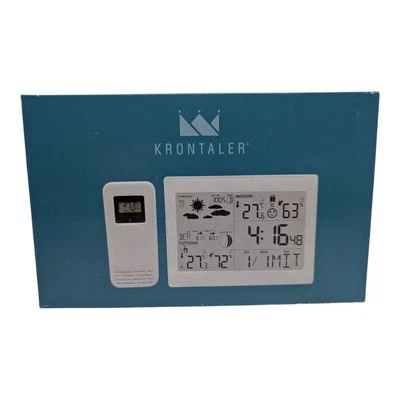 Digitale Funk Wetterstation Außensensor Weiß Temperatur Uhrzeit LCD Display  - Bild 1 von 2