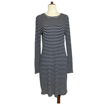 Vestido Suéter Michael Kors Para Mujer Talla L Tejido Azul Marino Blanco Rayas Clásico Foto 1 de 4