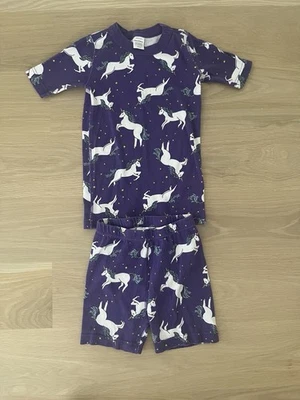 Hanna Andersson EUC Unicorn Short Sleeve Shorts Pajama Set Girls Sz 8 - Image 1 of 4