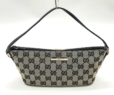 Auth Gucci GG Canvas x Leather Beige x Black  039.1103 Accessory Pouch NS110922 - Image 1 of 4